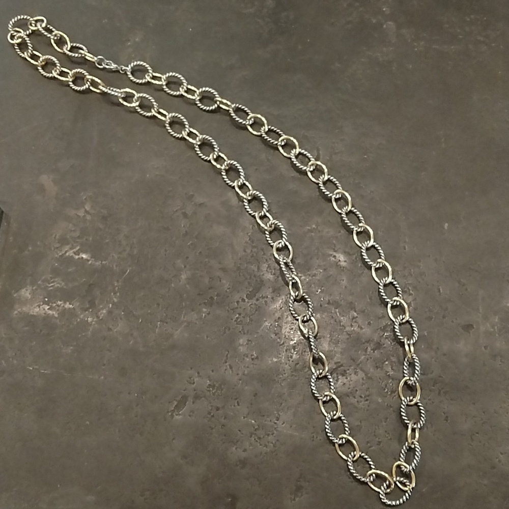 Long gold and silver chain link necklace